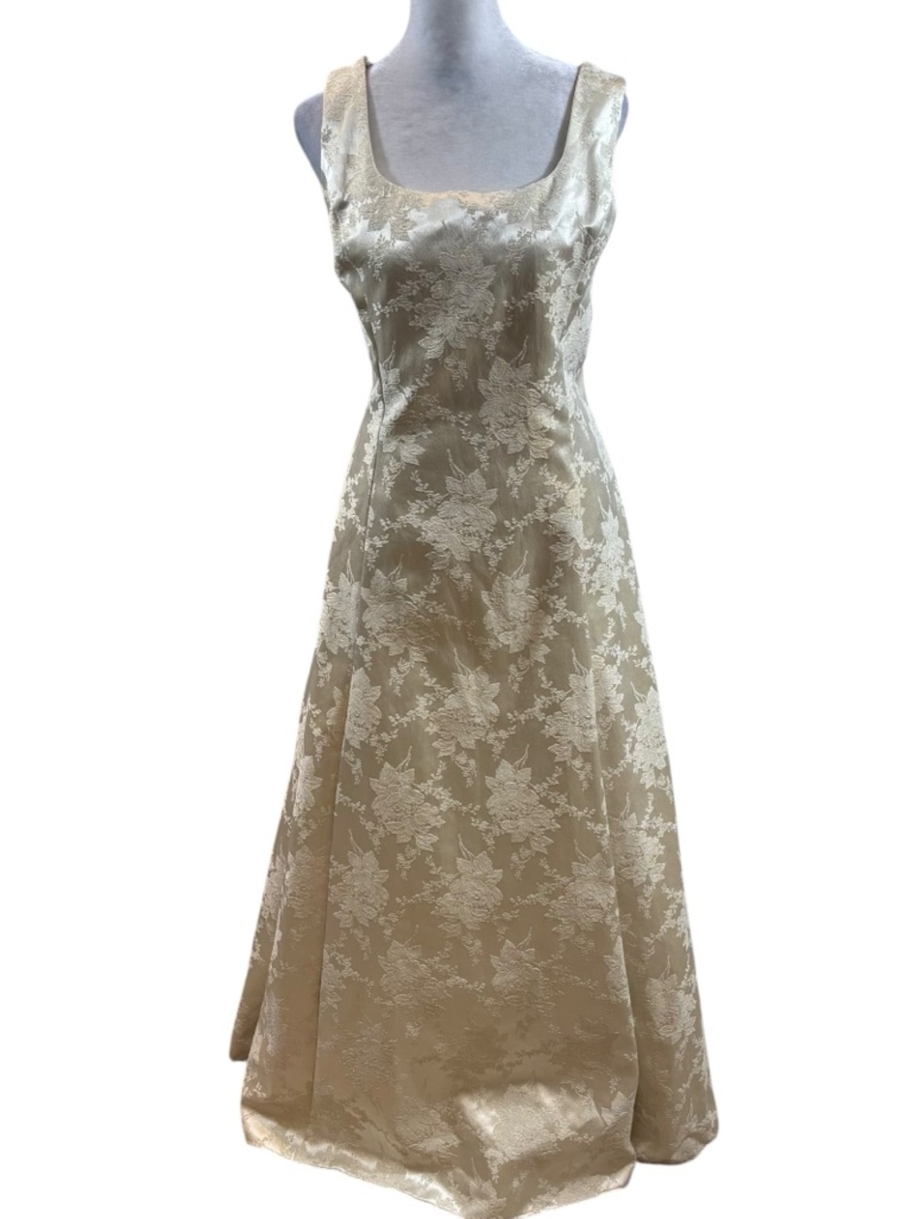 Vintage Scott McClintock Bran Ivory Floral Embossed Dress Size 14